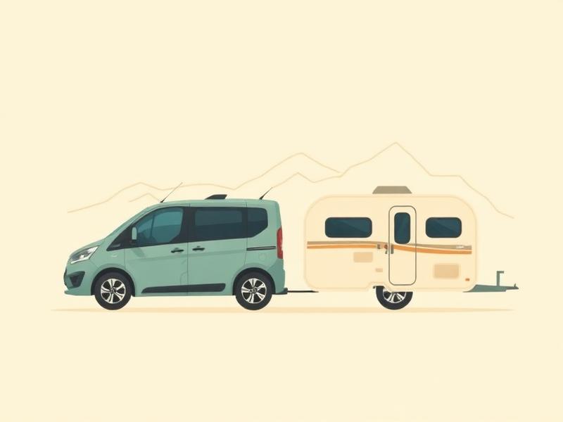 Illustration: Auto mit Wohnwagen